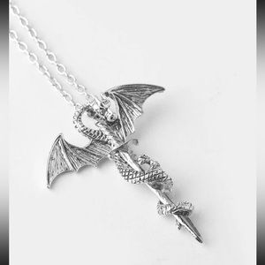 🐉 Awesome Metallic Dragon Sword Necklace 🗡️